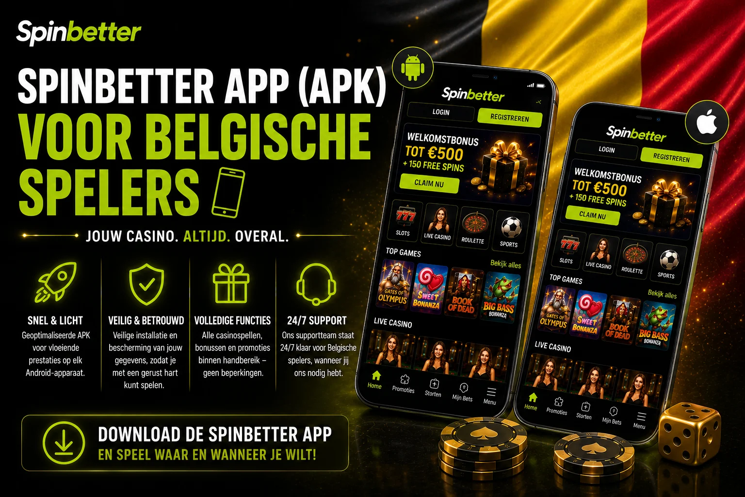 Spinbetter App (APK) voor Belgische Spelers 📲